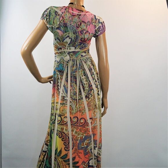 Believe Dress Fit & Flare Multi Color Boho Floral Tie Dye Women Sz S USA Made - Picture 5 of 12